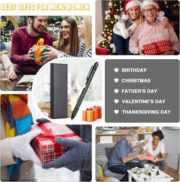 Vinabo Regalo uomo Natale,9 in 1 Penna Multifunzione Idee Natale Originali per Uomini,Divertenti Gadget Tecnologici per Lui, Papà, Collega - Image 2