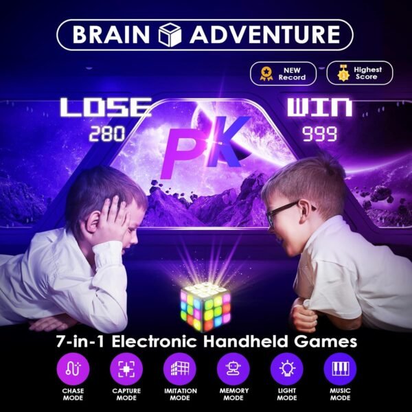 Gioco elettronico portatile - 7 divertenti cubi per il cervello e la memoria, fantastici giochi sensoriali per bambini e bambine - Regali di Natale/Compleanno per bambini di 6-12 anni e oltre - Image 7
