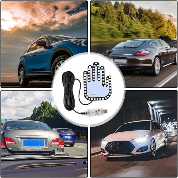 Luce Per Dita Per Auto Con Telecomando 4 Gesti, Luce Per Dita Per Auto Con Telecomando | Cartello LED Per Auto Con Gesti Delle Mani | Gadget Colorati Per Auto Cartelli Per Rabbia, Divertenti - Image 4