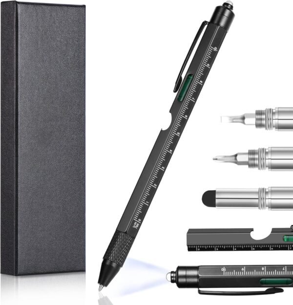 Vinabo Regalo uomo Natale,9 in 1 Penna Multifunzione Idee Natale Originali per Uomini,Divertenti Gadget Tecnologici per Lui, Papà, Collega