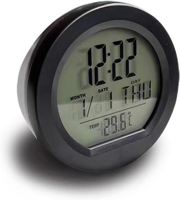 Tongyanji Orologio digitale per cruscotto dell'auto, con display a energia solare, retroilluminato, con display della temperatura