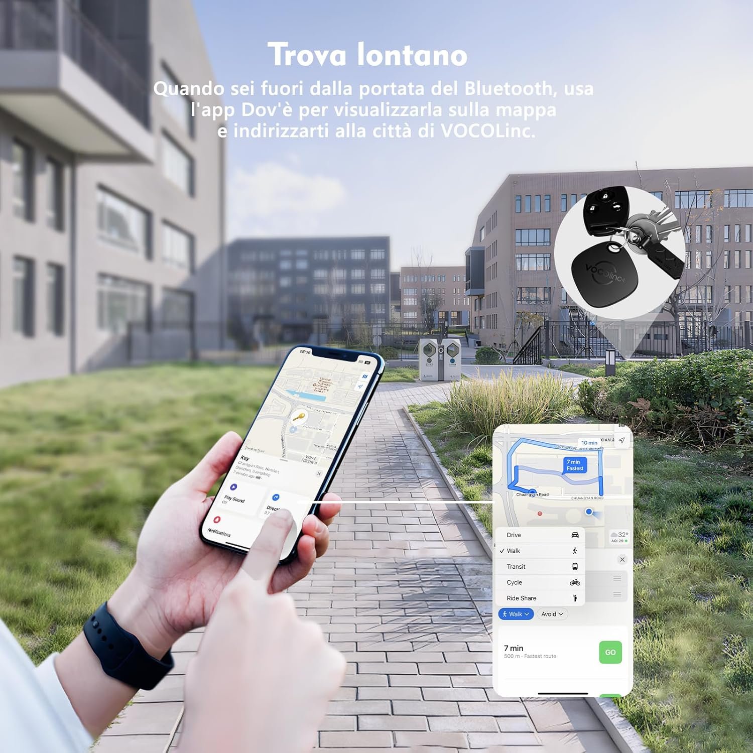 VOCOlinc Air Tag Tracker, Bluetooth Localizzatore Chiavi Compatibile con Apple Dov’è App (solo iOS, NON per Android), Trova Oggetti per Portafogli, Valigie e Bagagli, Batteria Sostituibile, 2 Pezzi - Image 4