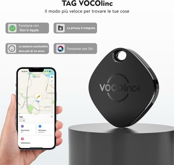 VOCOlinc Cercatore di Chiavi, Air Tag Smart Tracker Localizzatore Compatibile con Apple Dov’è (solo iOS), Trova Oggetti Bluetooth per Chiavi, Portafogli, Valigie e Altro, Batteria Sostituibile - Image 2