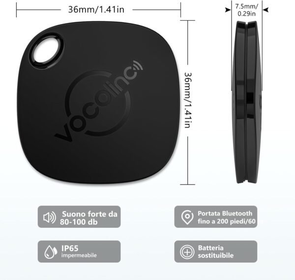 VOCOlinc Cercatore di Chiavi, Air Tag Smart Tracker Localizzatore Compatibile con Apple Dov’è (solo iOS), Trova Oggetti Bluetooth per Chiavi, Portafogli, Valigie e Altro, Batteria Sostituibile - Image 5