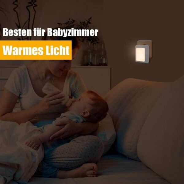 Presa di Luce Notturna con Sensore Crepuscolare, Emotionlite Luce Notturna Bambini, Luminosità Regolabile in modo continuo Molto bene per la camera dei bambini,corridoio,Bianco caldo, 2 pezzi - Image 4