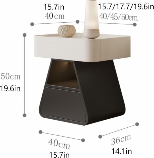 Stazione di ricarica wireless con luci a LED comodino con 2 cassetti moderno comodino intelligente per gadget domestici e tecnologia - Image 2
