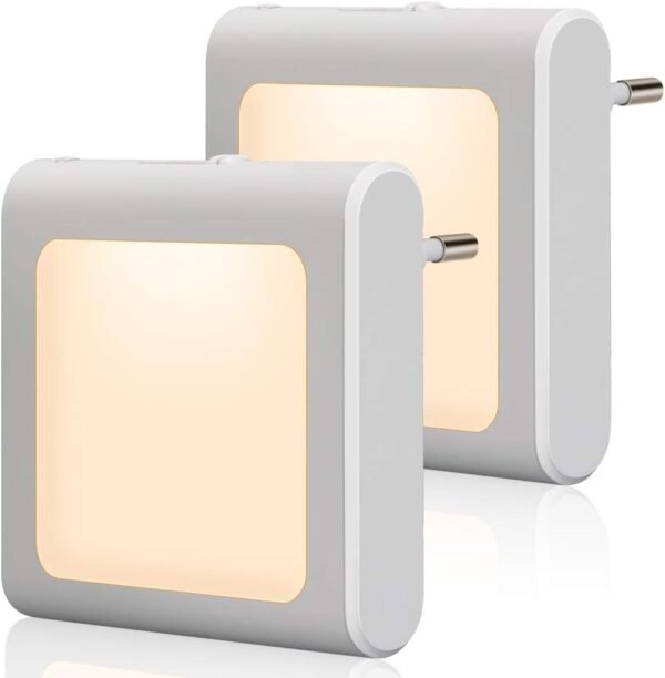Presa di Luce Notturna con Sensore Crepuscolare, Emotionlite Luce Notturna Bambini, Luminosità Regolabile in modo continuo Molto bene per la camera dei bambini,corridoio,Bianco caldo, 2 pezzi