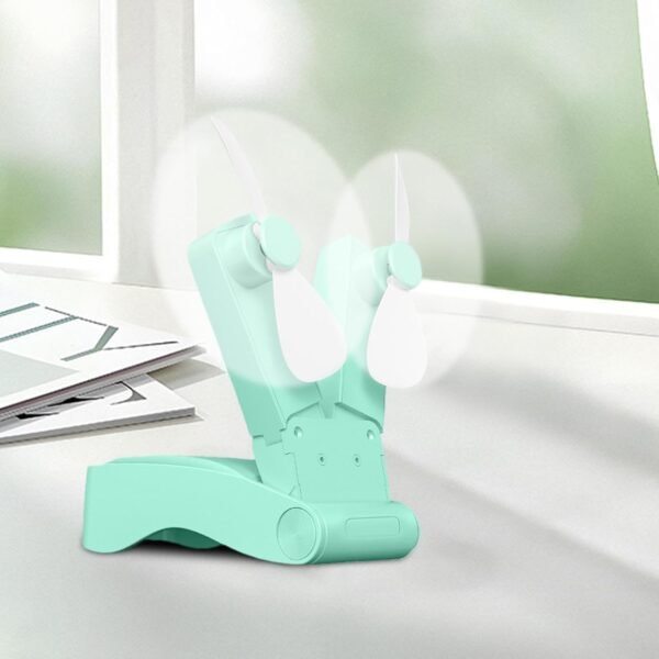 Piccolo ventilatore USB | Ventilatore portatile ricaricabile tramite USB, ventilatore personale con design a testa ventaglio per viaggi ufficio uso esterno - Image 9