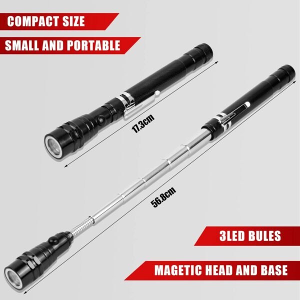 Jinlaili Strumento Magnetico Telescopico LED,Portatile LED Telescopico Lampada con Calamita,Magnetico Telescopico con LED Gadget Utili,Regali Uomo Originali Gadget Tecnologici Utili - Image 2