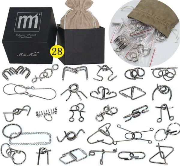Gracelaza 28 Pezzi Set di Rompicapo in Metallo - Giocattolo Educativo Intelligenza - Puzzle Game 3D Gioco di Mente - Giocattolo Bambini e Ragazzi Intelligenza per Adulti e Bambini