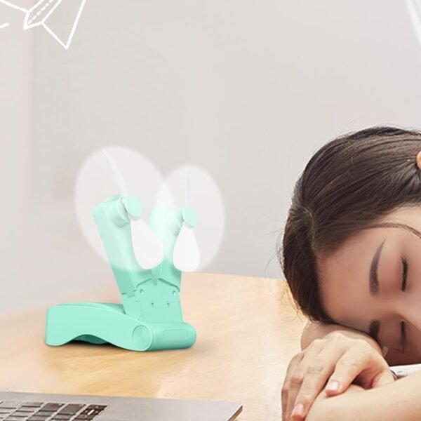 Piccolo ventilatore USB | Ventilatore portatile ricaricabile tramite USB, ventilatore personale con design a testa ventaglio per viaggi ufficio uso esterno - Image 2