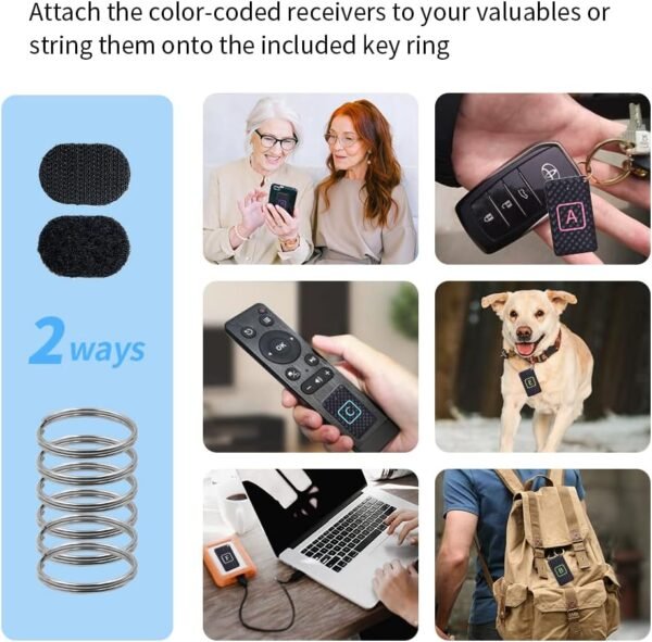 CHLOVOE - Trova chiavi con 6 ricevitori e 1 telecomando, telecomando wireless RF localizzatore di oggetti per animali domestici, portafogli, telefono, bagagli - Image 4