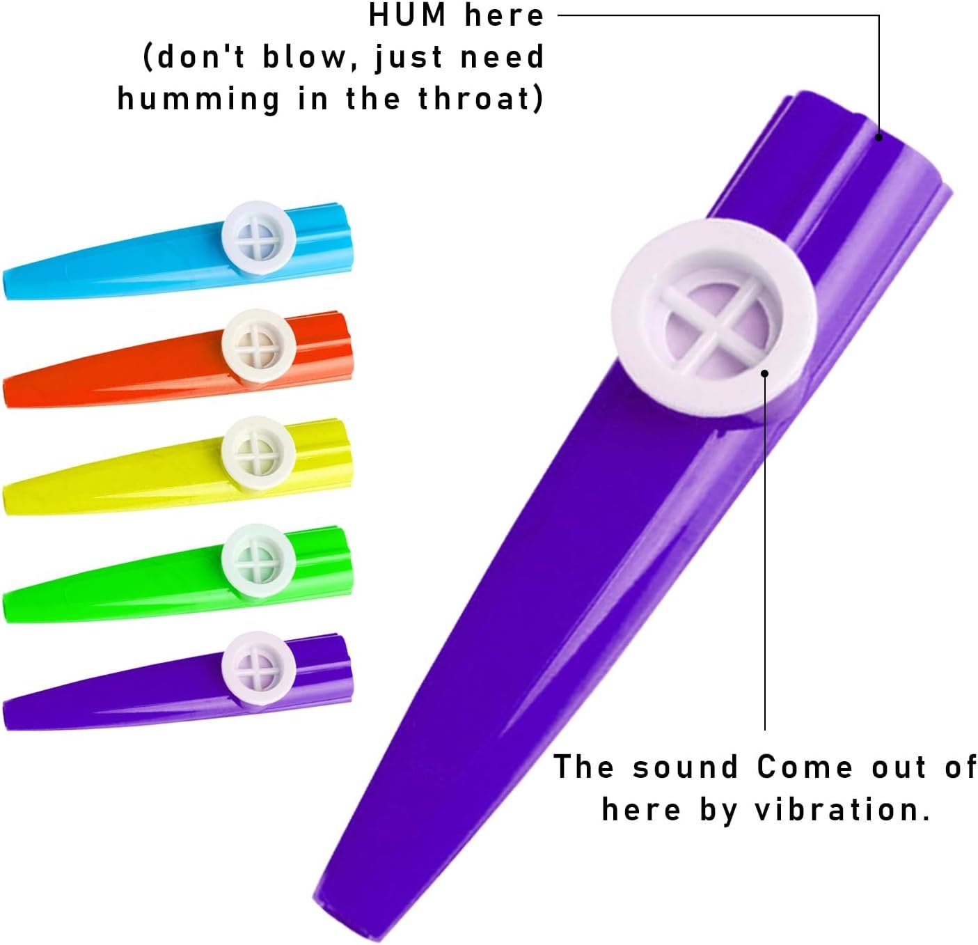 Kazoo in plastica con membrana Kazoo, set da 15 pezzi, per bambini, chitarra, ukulele, accompagnamento per violino per kazoo, strumento per feste, strumento musicale per principianti (multicolore) - Image 6