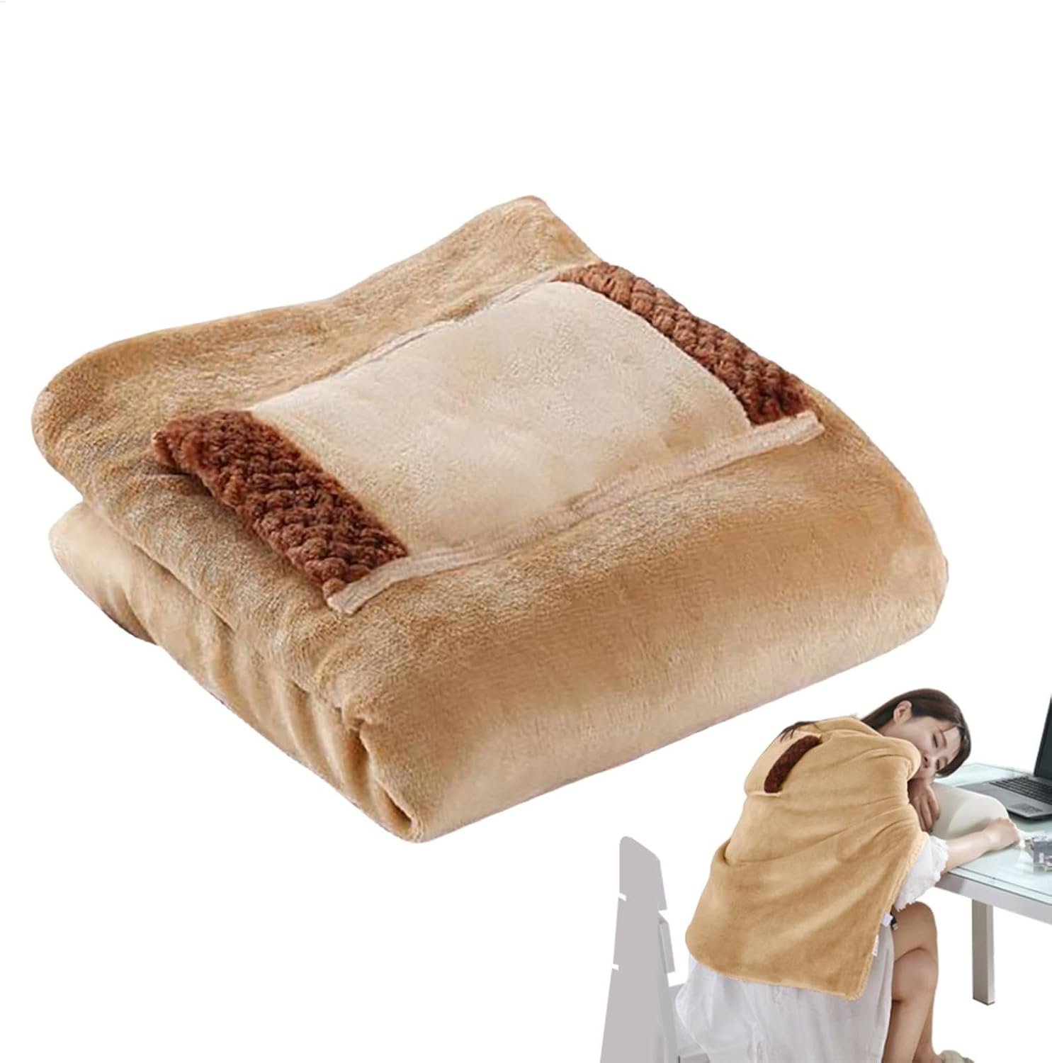 Coperta Riscaldata Con Tasca, Coperta Elettrica In Flanella Con Tasca Per Mani Riscaldata, Coperte Calde Per Inverno, Coperta Calda E Morbida Elettrica Portatile USB Per Ufficio Domestico, 60x80cm
