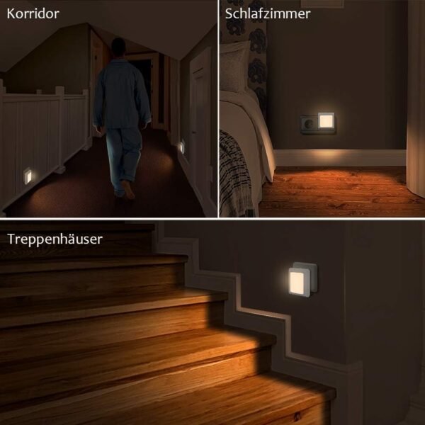 Presa di Luce Notturna con Sensore Crepuscolare, Emotionlite Luce Notturna Bambini, Luminosità Regolabile in modo continuo Molto bene per la camera dei bambini,corridoio,Bianco caldo, 2 pezzi - Image 5