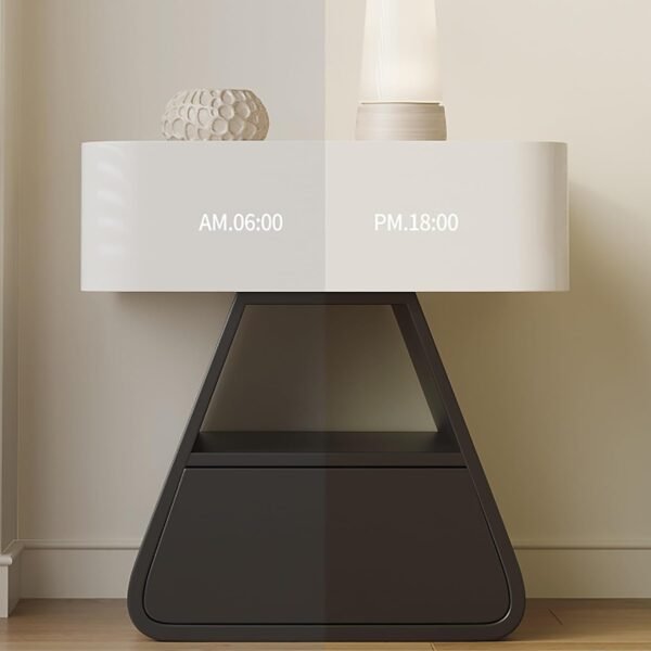 Stazione di ricarica wireless con luci a LED comodino con 2 cassetti moderno comodino intelligente per gadget domestici e tecnologia - Image 7