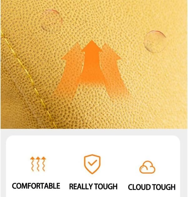 Divano moderno imbottito con struttura in legno per soggiorno, ufficio e camera da letto, comoda poltrona con tecnologia cuscino in tessuto per leggere e rilassarsi, colore beige - Image 5