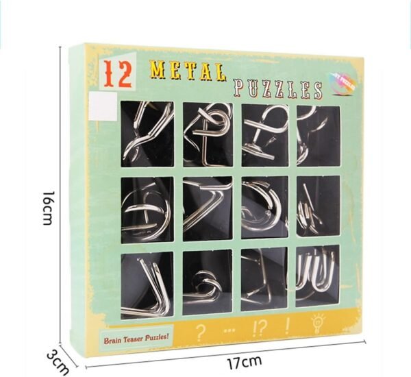 Gracelaza 12 Pezzi Set di Rompicapo in Metallo - Giocattolo Educativo Intelligenza - Puzzle Game 3D Gioco di Mente - Giocattolo Bambini e Ragazzi Intelligenza per Adulti e Bambini - Image 6