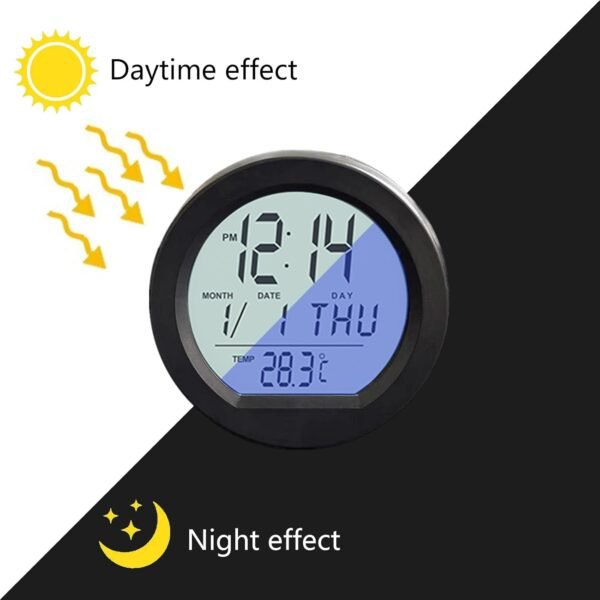 CHAKAE Orologio digitale per cruscotto dell'auto, con display a energia solare, retroilluminato, con display della temperatura - Image 9