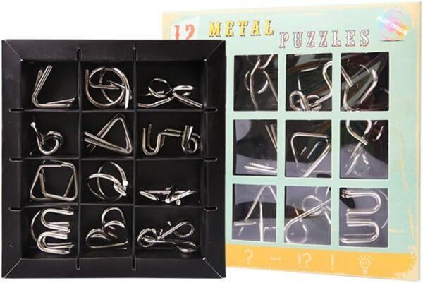 Gracelaza 12 Pezzi Set di Rompicapo in Metallo - Giocattolo Educativo Intelligenza - Puzzle Game 3D Gioco di Mente - Giocattolo Bambini e Ragazzi Intelligenza per Adulti e Bambini