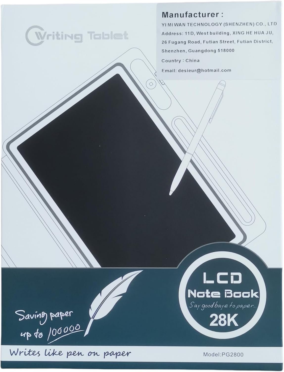 EMEBAY Blocco Note Elettronico da Tavolo da Scrittura Intelligente con Custodia protettiva, Tablet con Disegno LCD da 10,1 Pollici, Strumento di Pittura a Mano per Bambini/Adulti/Note/Insegnante - Image 2