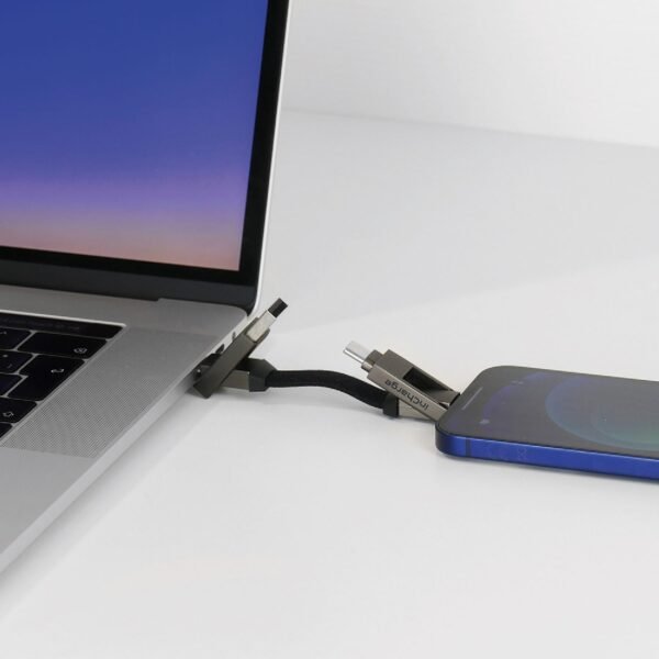 Rolling Square inCharge 6 - Portachiavi con Cavo Usb Type-c, Cavetto Universale Cellulare, Regalo Uomo, Caricatore Universale Cellulare 6 in 1, Gadget Tecnologico, Grigio, Cavo Lightning da 15W - Image 6