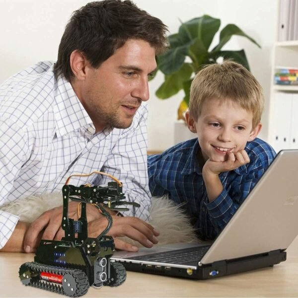 Adeept RaspTank WiFi Wireless Smart Robot Car Kit per Raspberry Pi 4/3 Modello B+/B, Serbatoio Tracciato Robot con Braccio Robotico 4-DOF, OpenCV Target Tracking, Trasmissione Video - Image 4