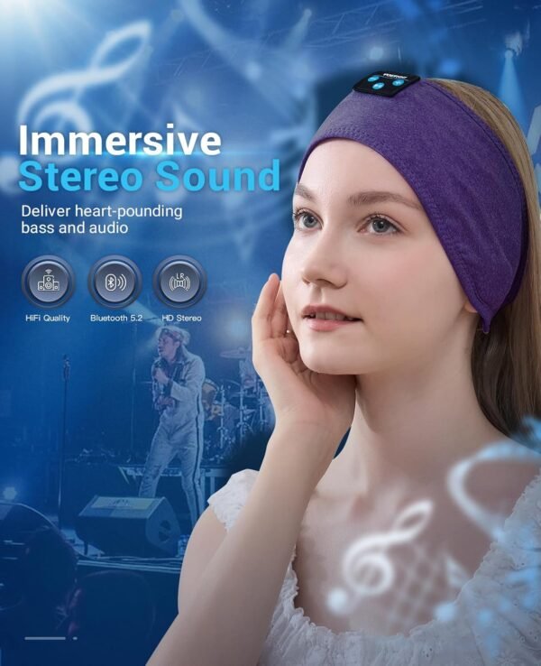 Voerou Cuffie per Dormire Fascia Bluetooth - Cuffie per Dormire Wireless Regolabili, Regali tecnologici per Uomini Donne Chi dorme sul fianco Ufficio Pisolino, Viaggi, Yoga, Allenamento, Meditazione - Image 2