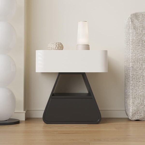 Stazione di ricarica wireless con luci a LED comodino con 2 cassetti moderno comodino intelligente per gadget domestici e tecnologia