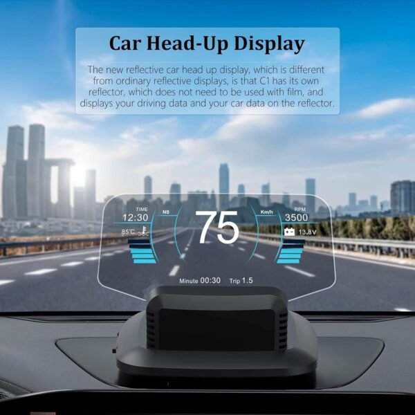 AMROOLOO Display head-up per auto a doppio sistema, mostra molteplici funzioni, tachimetro GPS, cruscotto OBD, con molteplici funzioni di prompt - Image 2