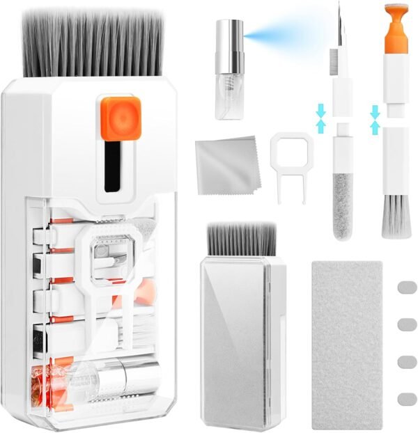 Ordilend Tutto in Uno Kit Pulizia Tastiera pc Computer Laptop Spazzola Pulisci Schermo per airpods iphone ipad macbook Tablet Auricolari Bluetooth Smartphone Earbuds Headphones Fotocamera con brevetto