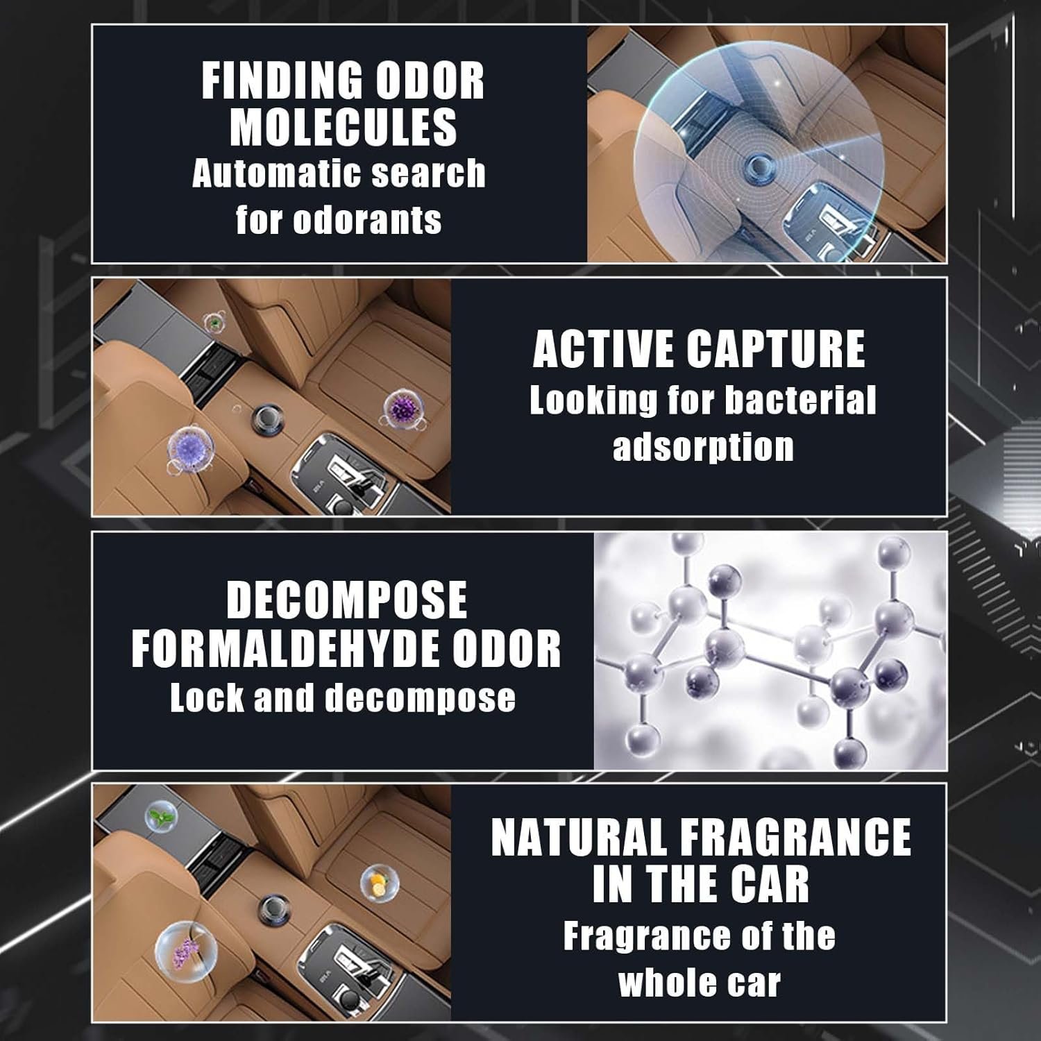 Deodorante Auto Solare, Diffusore Auto Profumo, Profumo Auto Nuova Diffusore di Oli Essenziali per Auto-Fragranza Forte e Duratura (A) - Image 5