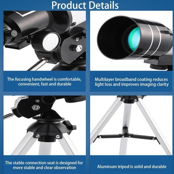 Telescopio per bambini - Telescopio per bambini con rivestimento ad alta trasmissione 10 anni in vetro completamente rivestito ottico,Tecnologia Gadget Moongazing 70 mm Diaframma Idee regalo ragazzi - Image 6
