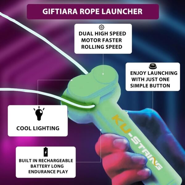 String Rope Launcher, Loop Lasso Glow in The Dark, Handheld String Shooter, Miglior regalo per bambini per le vacanze (Green) - Image 2