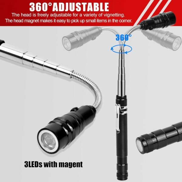 Jinlaili Strumento Magnetico Telescopico LED,Portatile LED Telescopico Lampada con Calamita,Magnetico Telescopico con LED Gadget Utili,Regali Uomo Originali Gadget Tecnologici Utili - Image 3
