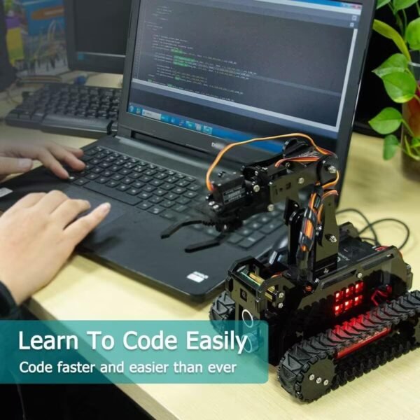 Adeept RaspTank WiFi Wireless Smart Robot Car Kit per Raspberry Pi 4/3 Modello B+/B, Serbatoio Tracciato Robot con Braccio Robotico 4-DOF, OpenCV Target Tracking, Trasmissione Video - Image 5