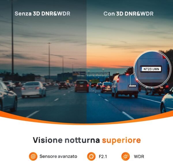 70mai Dash Cam M300, 1296P QHD, dash cam smart Wi-Fi per auto integr., campo visivo grandang. di 140°, WDR, visione notturna, monitor. parcheggio, registr. time-lapse, registr loop, controllo con app - Image 2