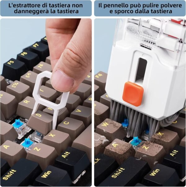 Ordilend Tutto in Uno Kit Pulizia Tastiera pc Computer Laptop Spazzola Pulisci Schermo per airpods iphone ipad macbook Tablet Auricolari Bluetooth Smartphone Earbuds Headphones Fotocamera con brevetto - Image 3