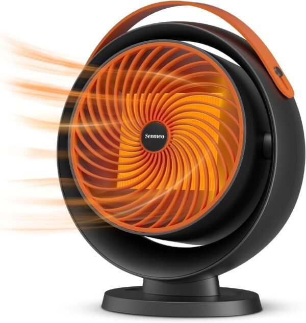 Senmeo Stufetta Elettrica Basso Consumo, 650W/1000W Termoventilatore Ceramica, 30dB Stufa Elettrica Basso Consumo, Stufa Elettrica 30° Ribaltamento su e Giù, Protezione da Surriscaldamento (Nero)
