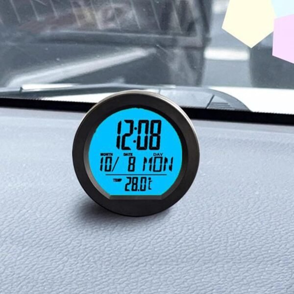 CHAKAE Orologio digitale per cruscotto dell'auto, con display a energia solare, retroilluminato, con display della temperatura - Image 3