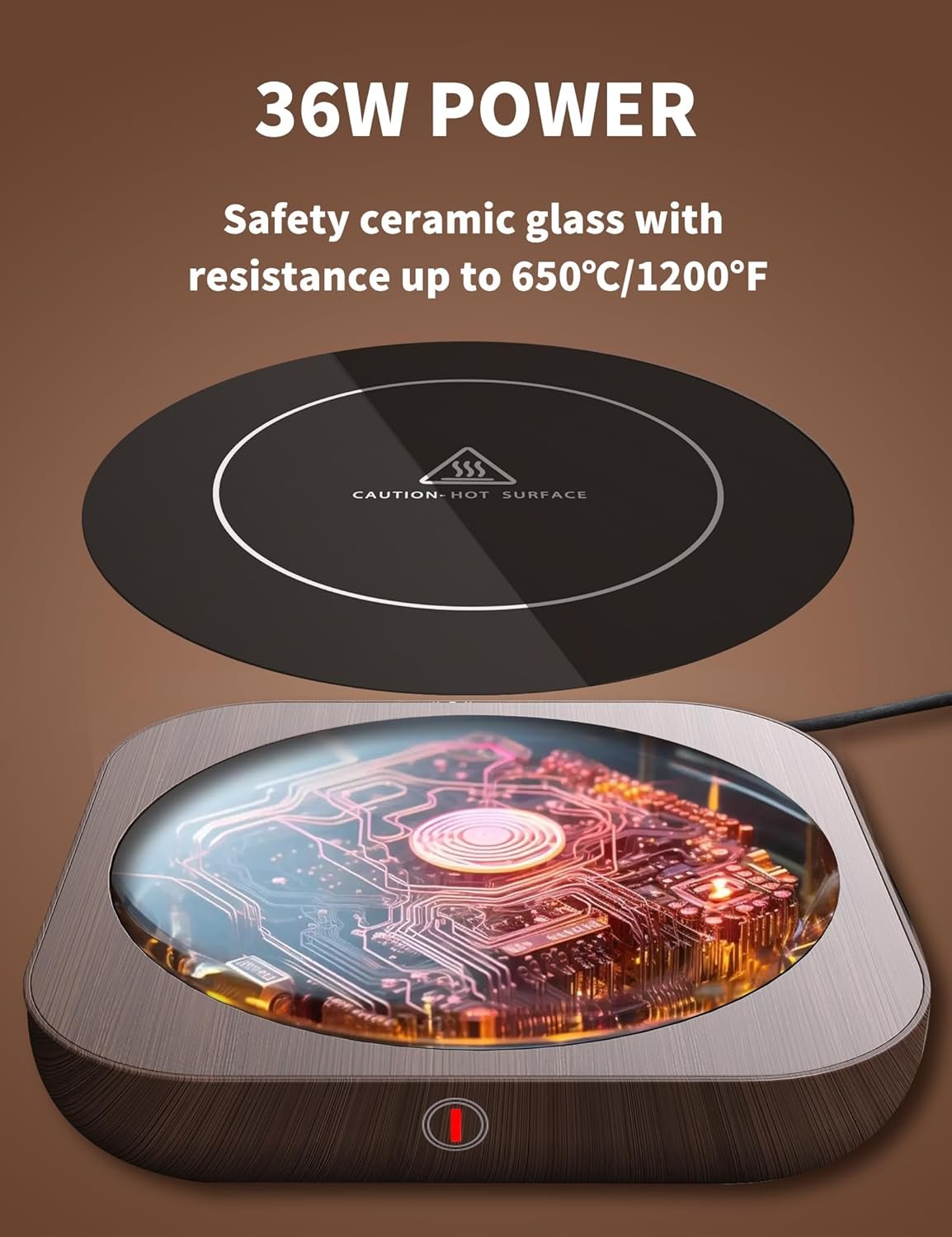 MQFORU Scaldatazze da Caffè Scalda Tazze Scaldabevande Elettrico con Tecnologia Touch 3 Temperature Regolabili (fino a 180 ℉/80 ℃), 4H Spegnimento Automatico Scaldatazze Scalda tè Regalo di Natale - Image 6