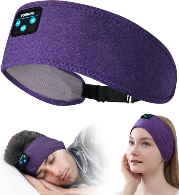 Voerou Cuffie per Dormire Fascia Bluetooth - Cuffie per Dormire Wireless Regolabili, Regali tecnologici per Uomini Donne Chi dorme sul fianco Ufficio Pisolino, Viaggi, Yoga, Allenamento, Meditazione