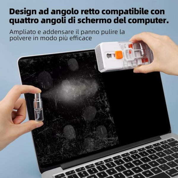 Ordilend Tutto in Uno Kit Pulizia Tastiera pc Computer Laptop Spazzola Pulisci Schermo per airpods iphone ipad macbook Tablet Auricolari Bluetooth Smartphone Earbuds Headphones Fotocamera con brevetto - Image 4