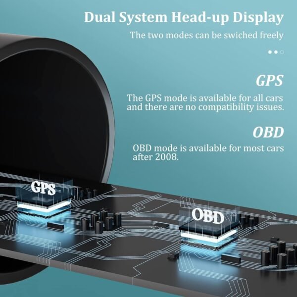 AMROOLOO Display head-up per auto a doppio sistema, mostra molteplici funzioni, tachimetro GPS, cruscotto OBD, con molteplici funzioni di prompt - Image 5