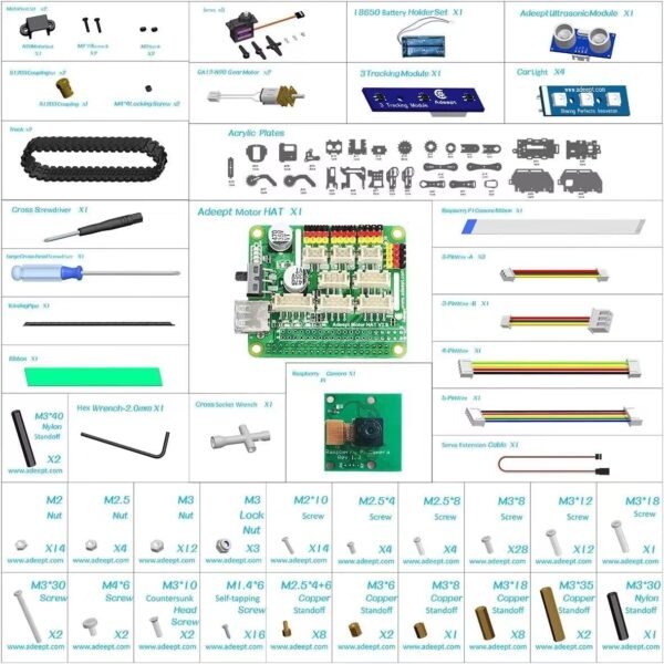 Adeept RaspTank WiFi Wireless Smart Robot Car Kit per Raspberry Pi 4/3 Modello B+/B, Serbatoio Tracciato Robot con Braccio Robotico 4-DOF, OpenCV Target Tracking, Trasmissione Video - Image 9