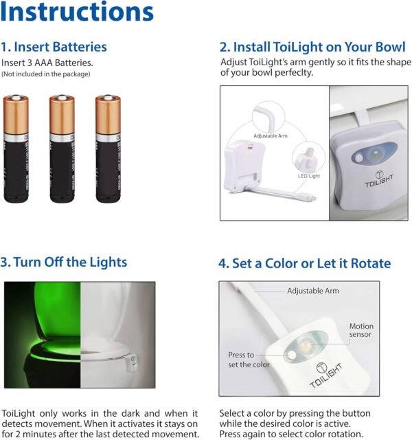 Luce a LED per la Tazza del WC: Simpatica Lampada Attivata da un Sensore di Movimento. Novità nei Gadget Luminosi per il Bagno. Il Regalo Perfetto per Ragazzi Fidanzati Mamma Papà Uomini Nonni Donna - Image 8