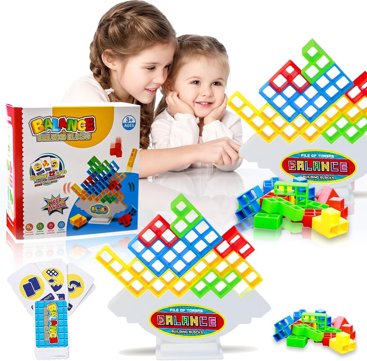 48Pcs Giocattoli Educativi Tetris, Blocchi Costruzione per Bambini Tetris, Giochi Puzzle Equilibrio Giocattoli Dempilage, Giochi Educativi Montessori, per Ragazzi Ragazze Regali di Compleanno Festa