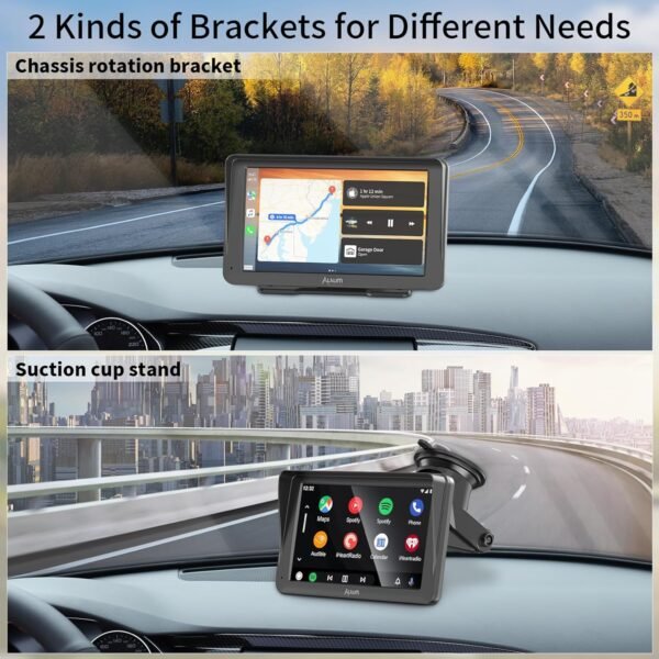 Alxum Carplay display auto portatile 7” IPS Driveplay FM trasmettitore auto Bluetooth auto play monitor con telecamera posteriore, supporto per TF card, FM, AUX per tutte le auto - Image 5