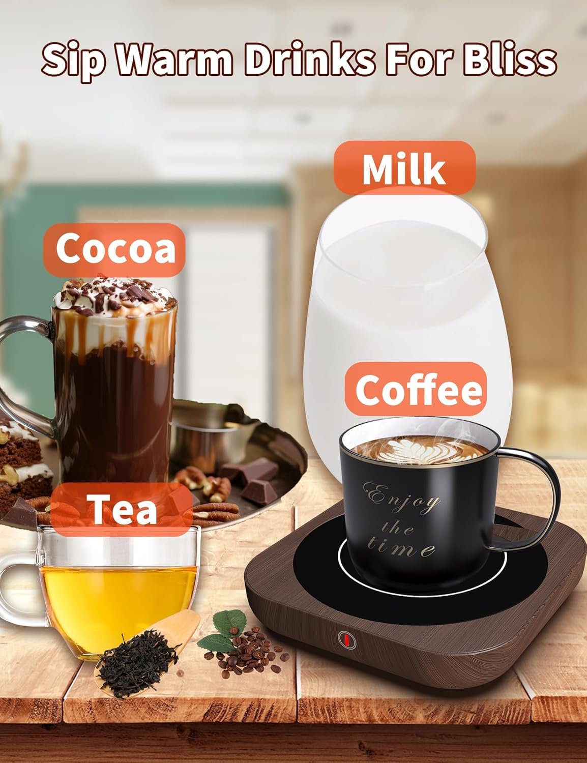 MQFORU Scaldatazze da Caffè Scalda Tazze Scaldabevande Elettrico con Tecnologia Touch 3 Temperature Regolabili (fino a 180 ℉/80 ℃), 4H Spegnimento Automatico Scaldatazze Scalda tè Regalo di Natale - Image 4
