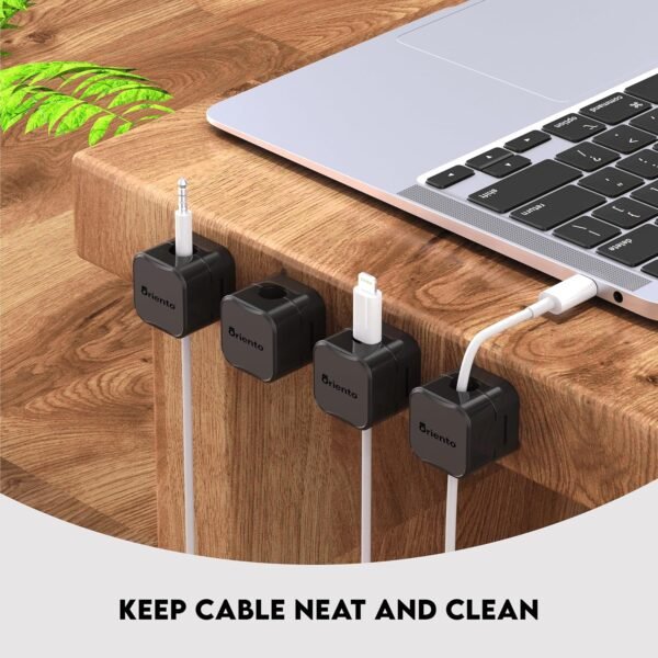 Oriento Magnetic Cable Clips Pacco da 6, Organizer Cavi Magnetico Regolabile, Organizzatore Cavi Magnetico per Scrivania, Comodino, Cavi di Ricarica, HDMI, USB, Cavi Audio, Ufficio, Casa, (Nero) - Image 4